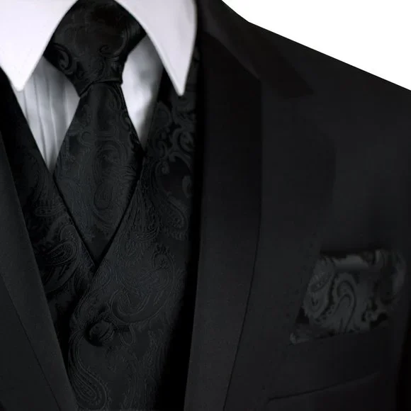 Best Tuxedo - Men's Formal, Prom, Wedding, Tuxedo Vest, Tie & Hankie Set in Whit